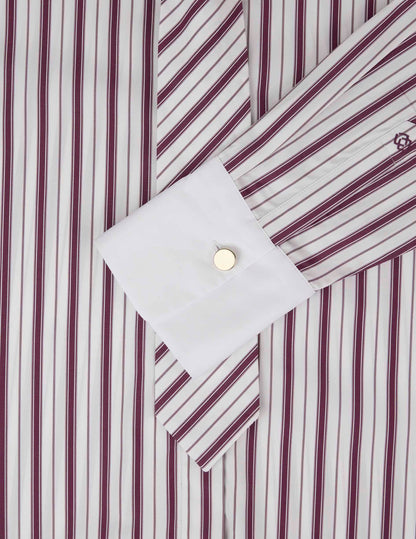 Chemise Naéline avec cravate amovible rayée bordeaux