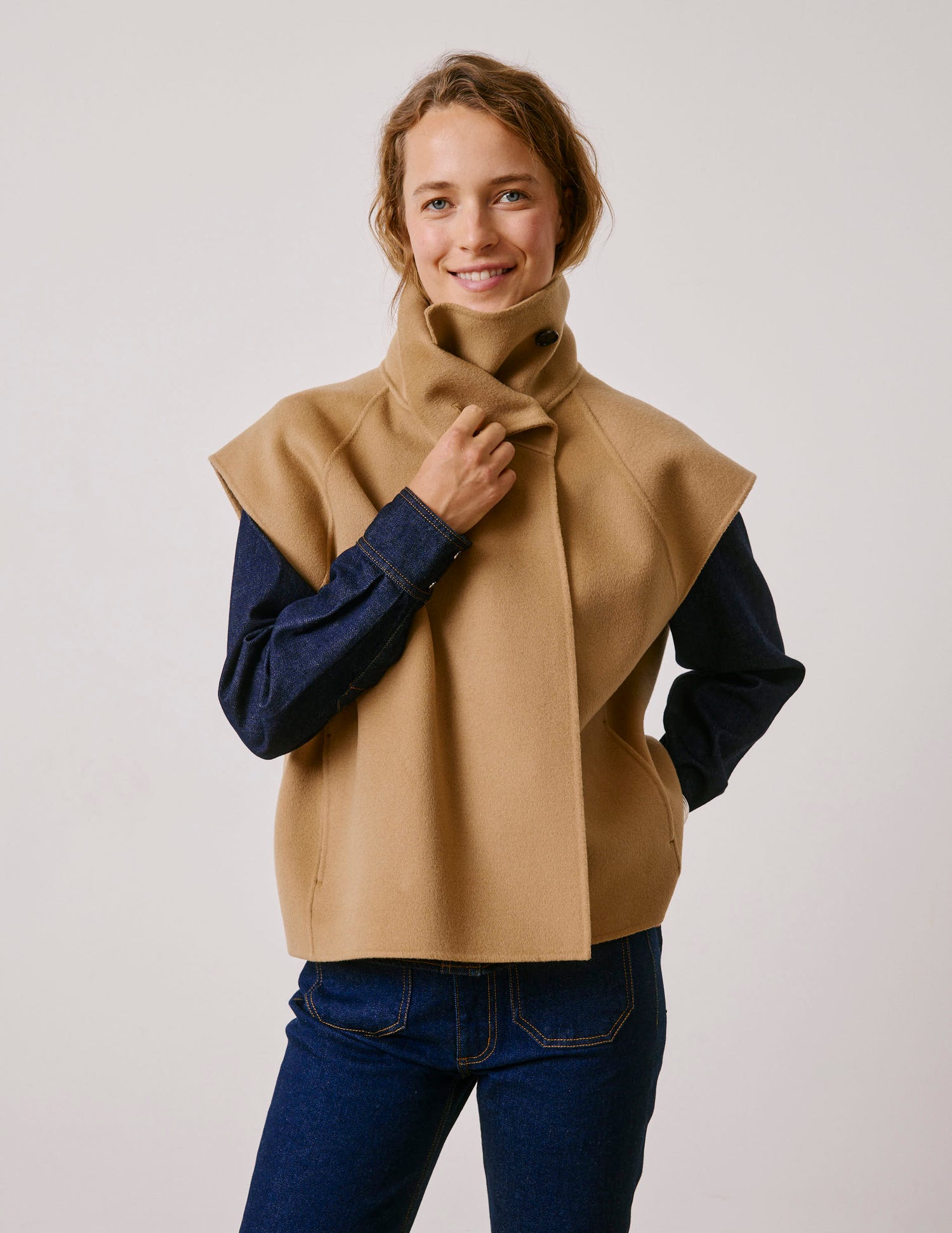 Veste Neyla en laine double face beige
