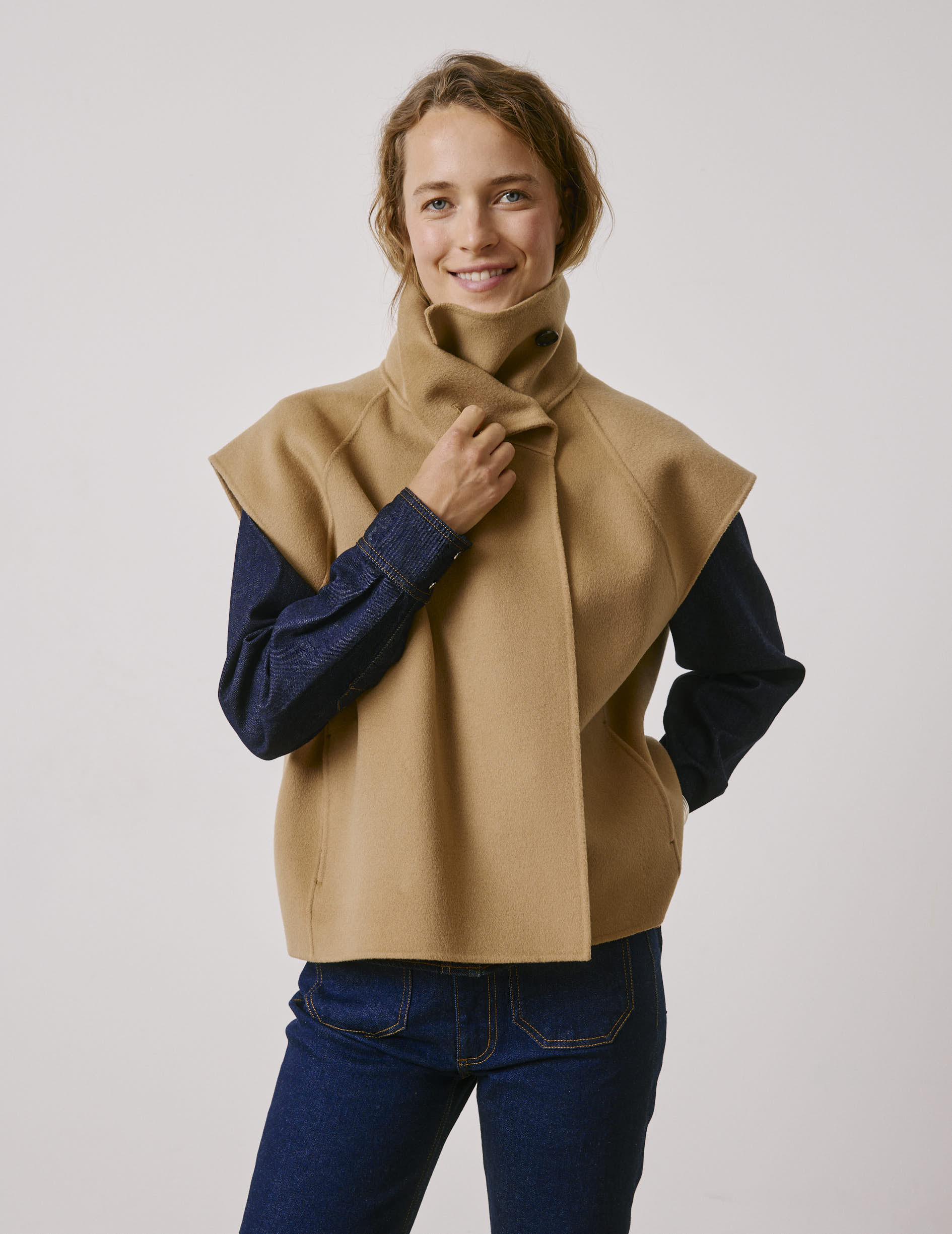 Veste Neyla en laine double face beige