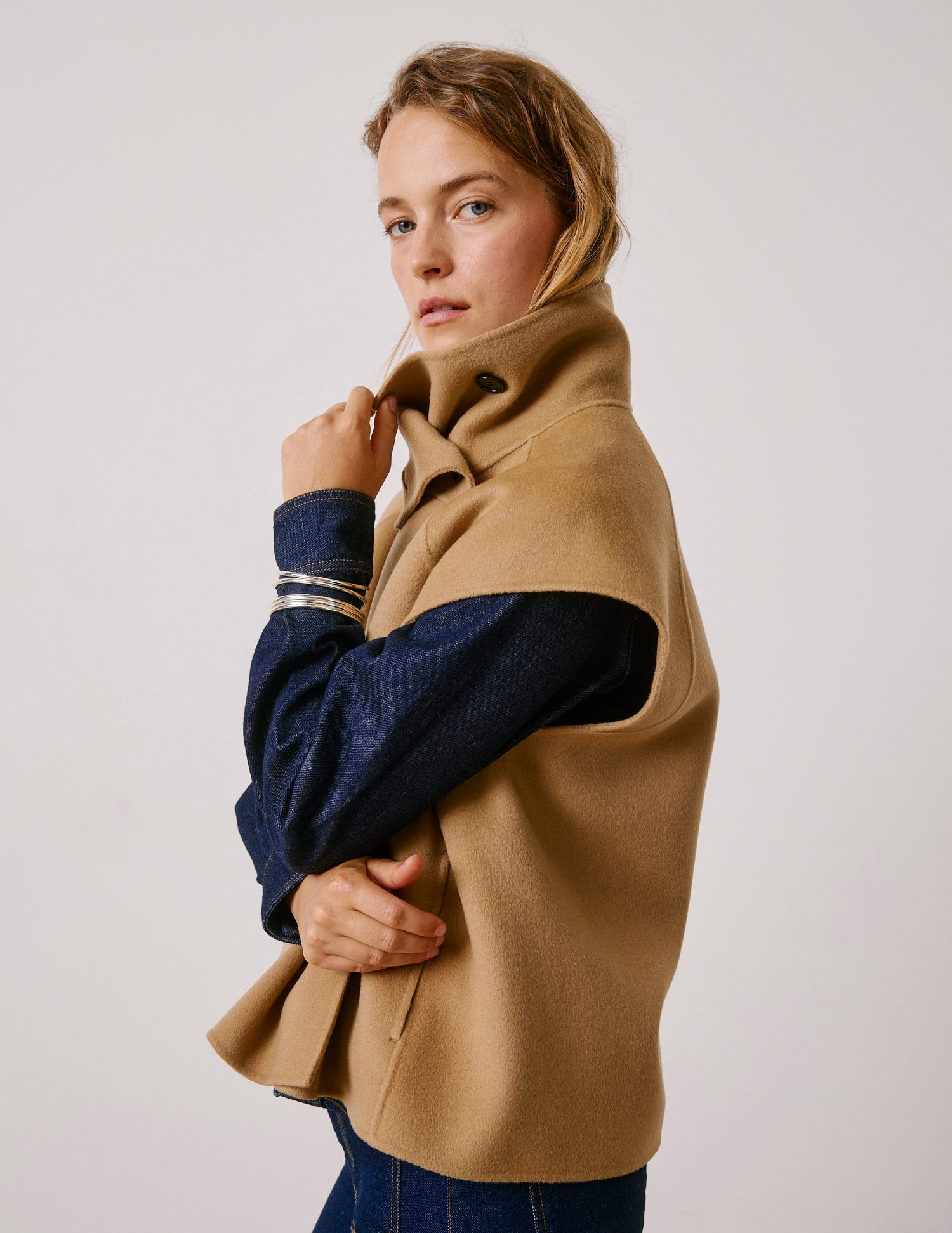 Veste Neyla en laine double face beige