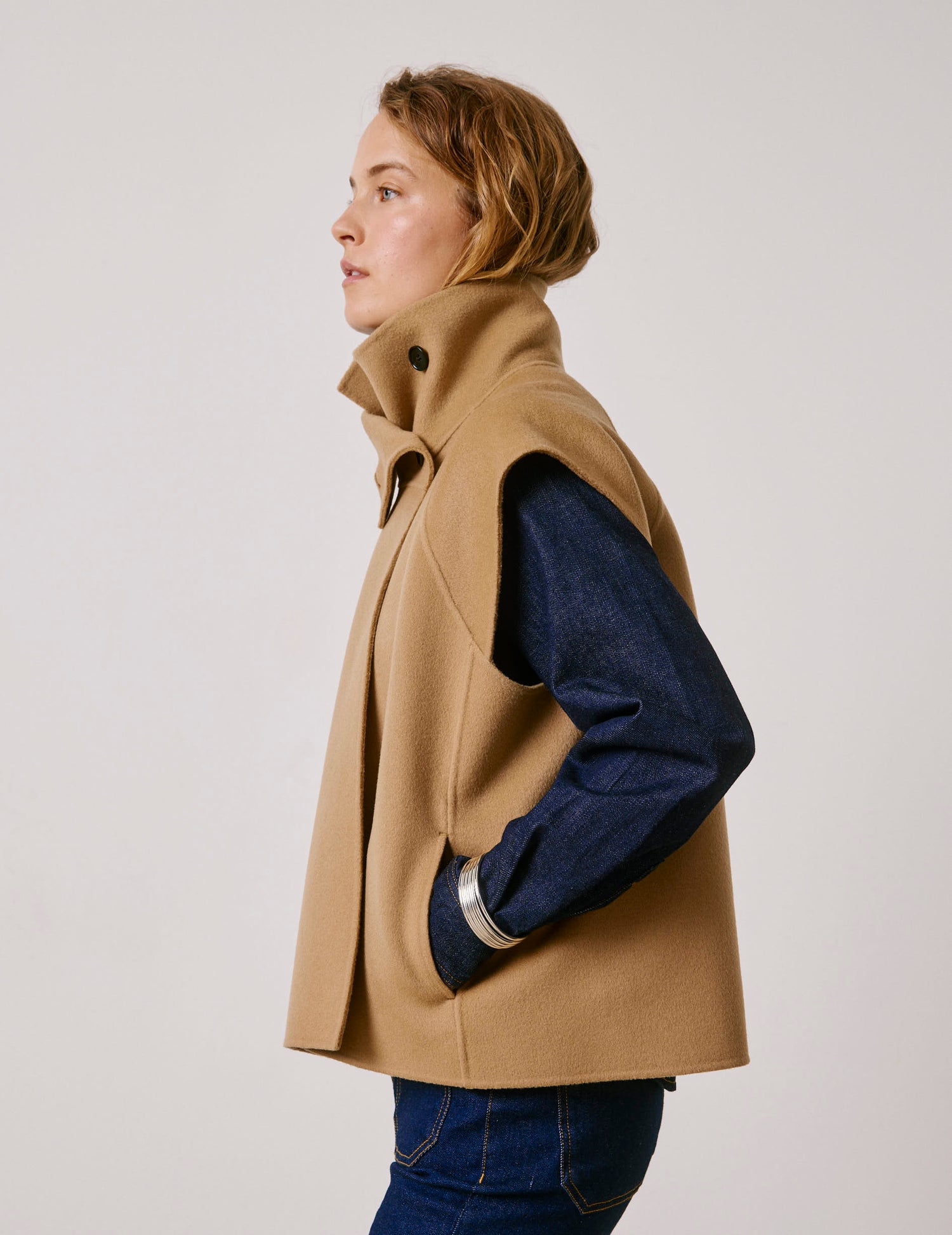 Veste Neyla en laine double face beige