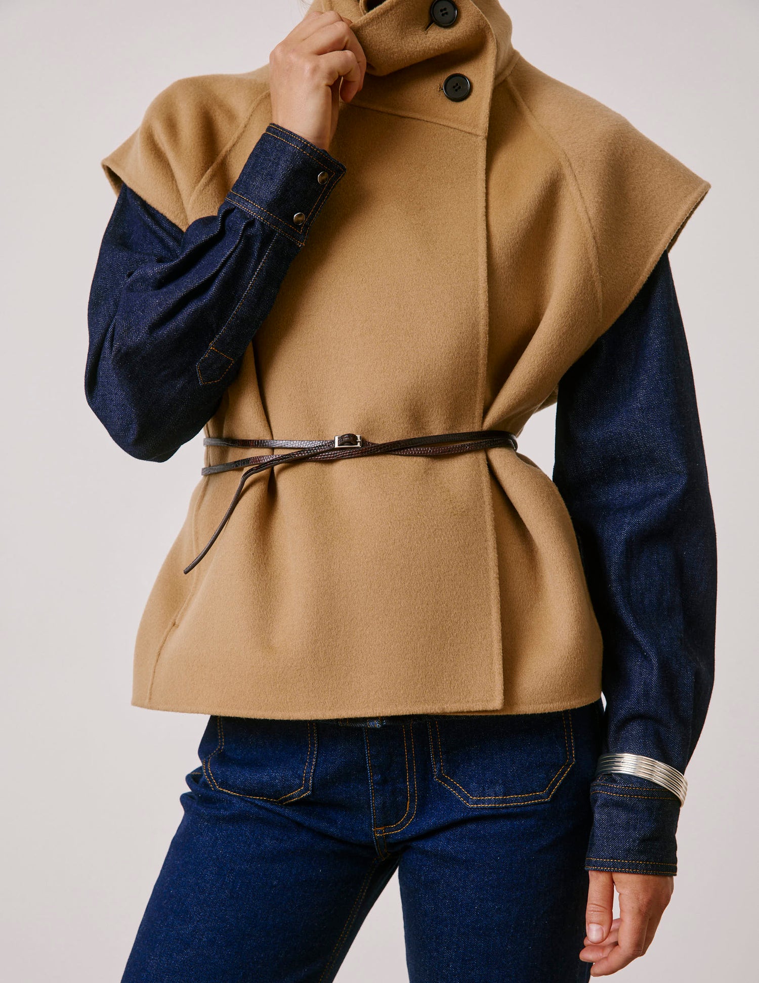 Veste Neyla en laine double face beige