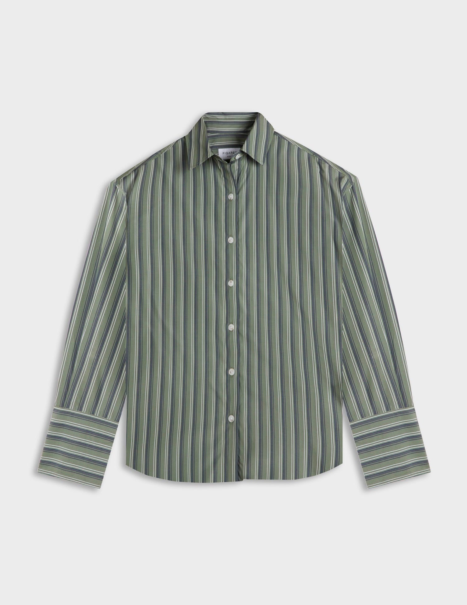Chemise Noliana rayée kaki - Popeline - Col Chemise#4