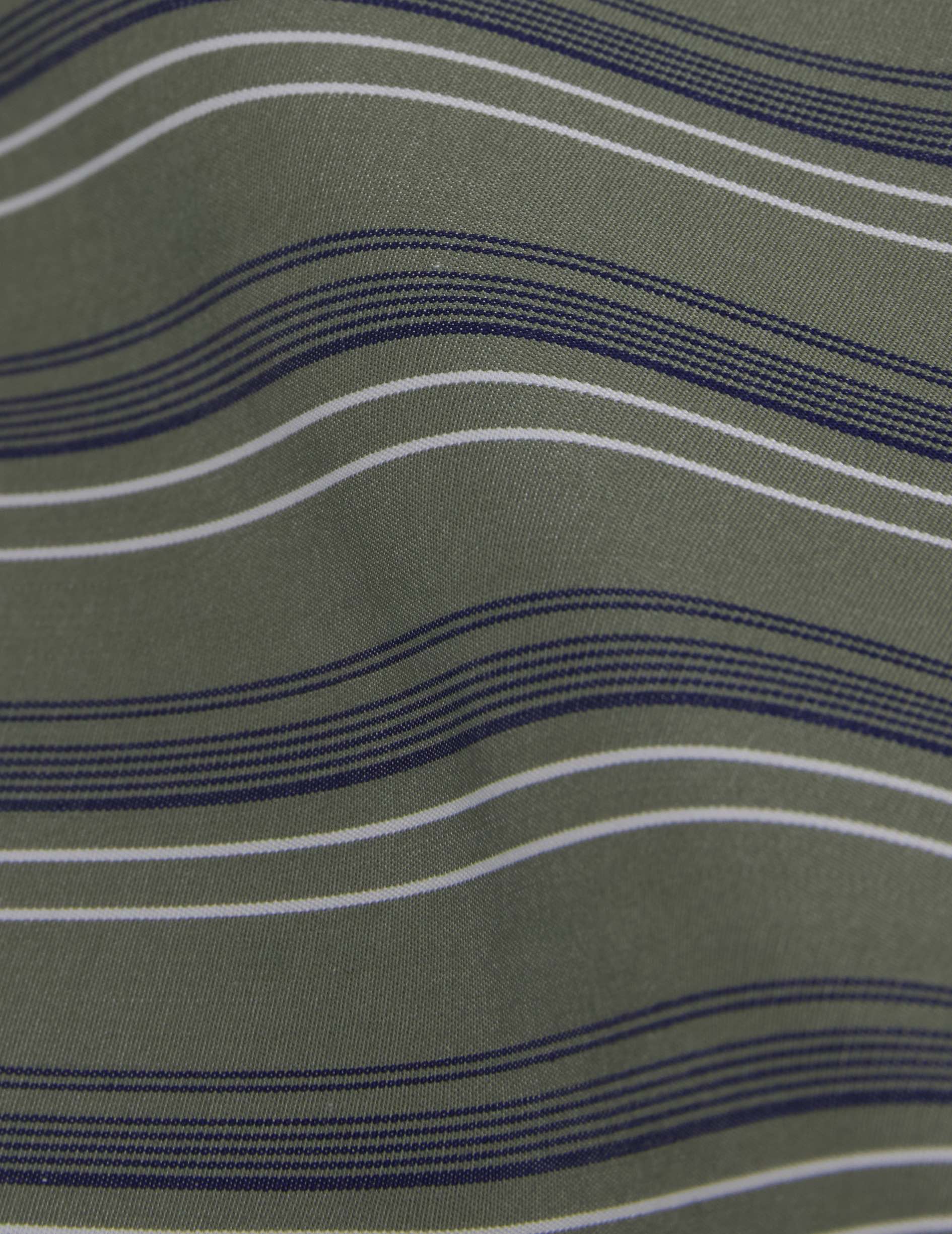 Chemise Noliana rayée kaki - Popeline - Col Chemise