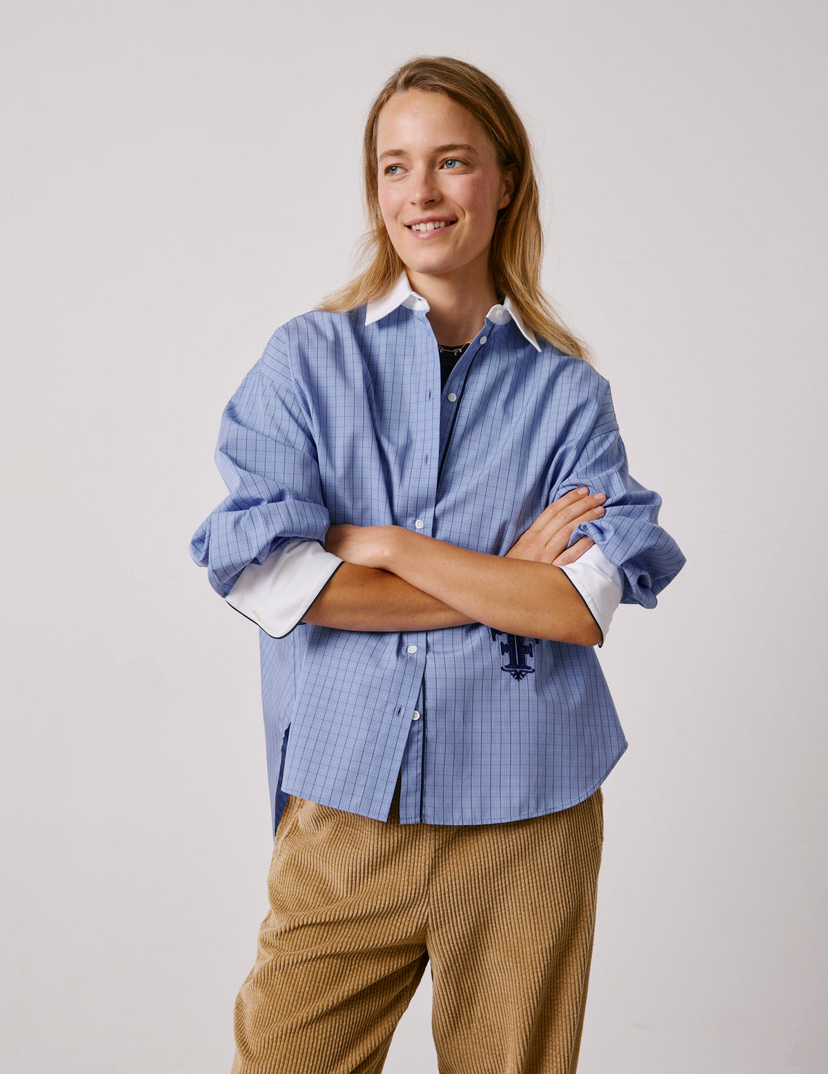 Chemise Nolita à carreaux bleus - Popeline - Col Chemise