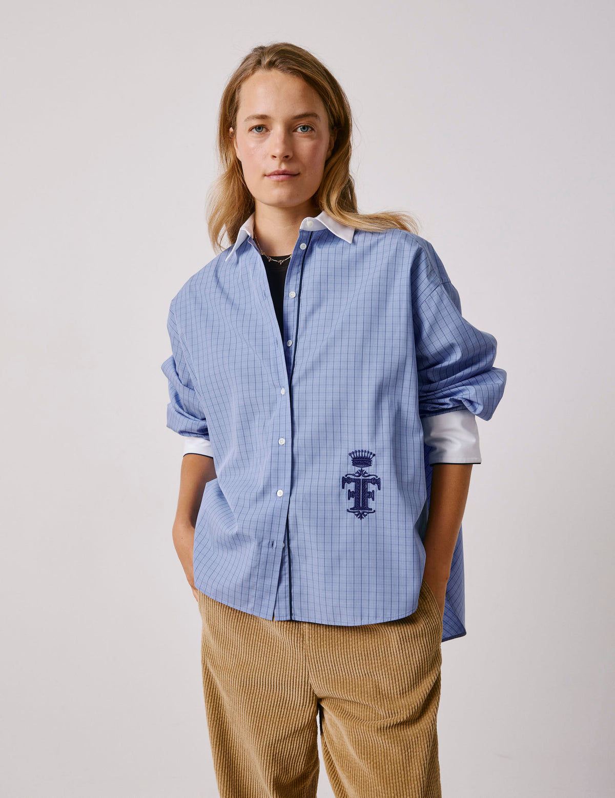 Chemise Nolita à carreaux bleus - Popeline - Col Chemise