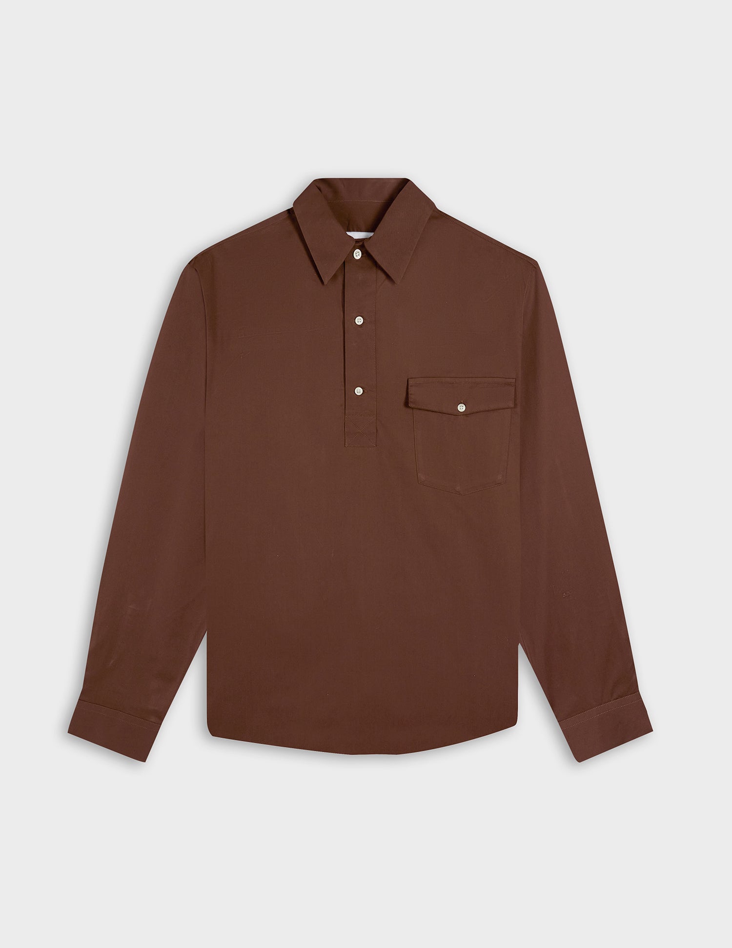 Brown Normann popover shirt - Twill - Shark Collar#5