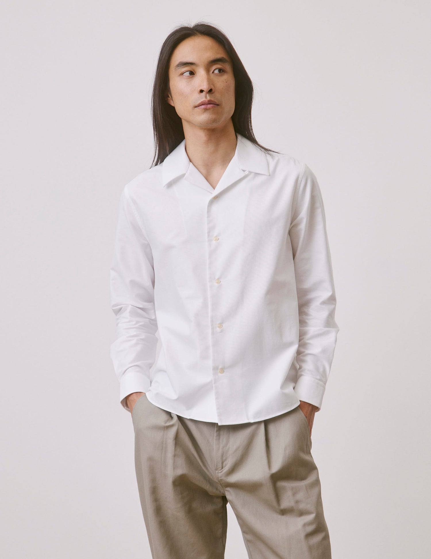 White Nylan shirt - Oxford - Cuban with bridle Collar#4