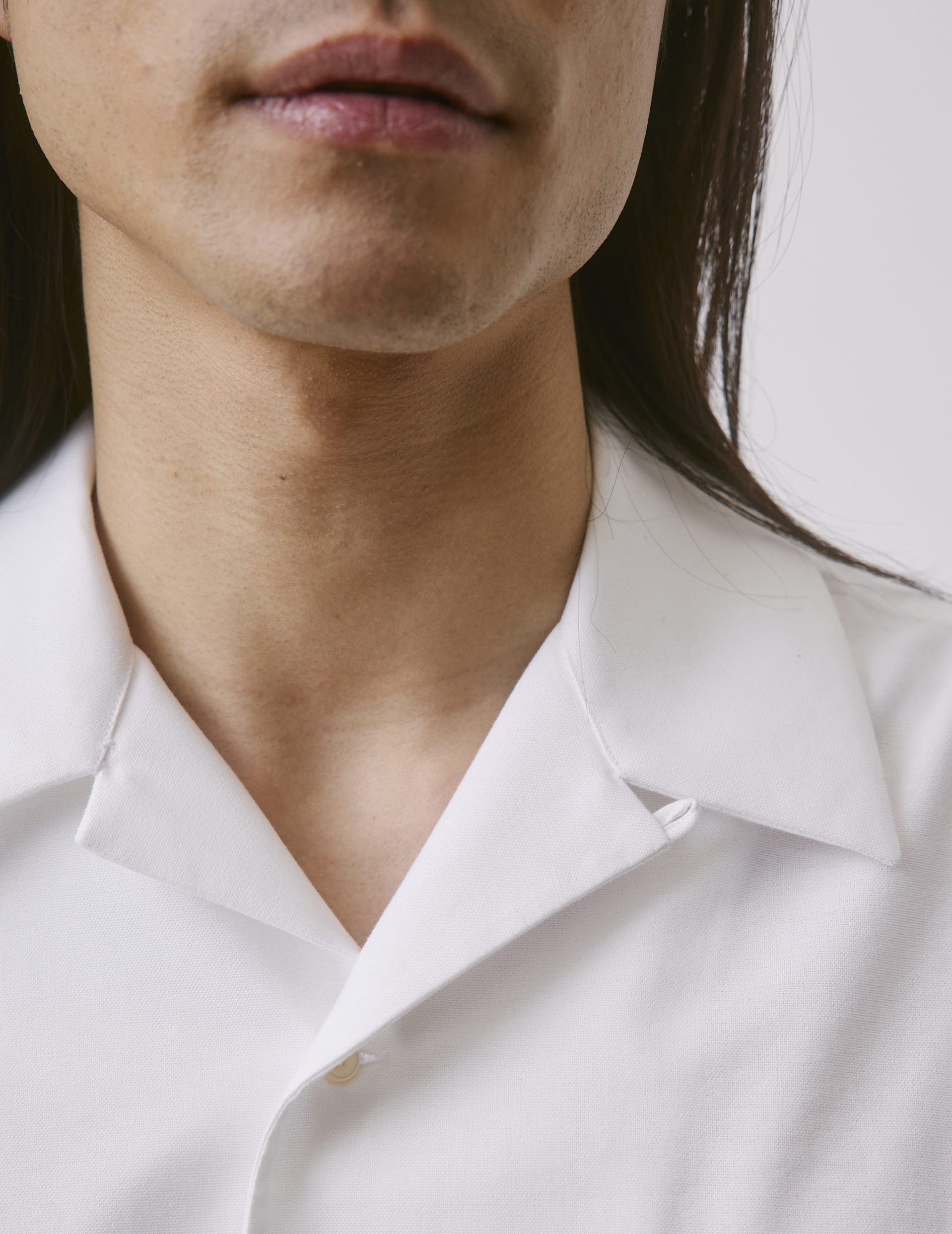White Nylan shirt - Oxford - Cuban with bridle Collar