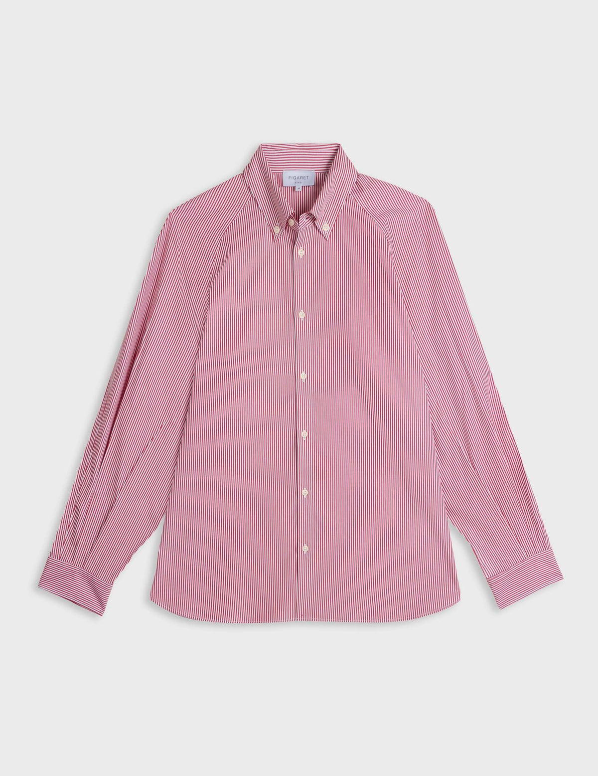 Chemise oversize Paloma rayée rouge - Popeline - Col Américain#5