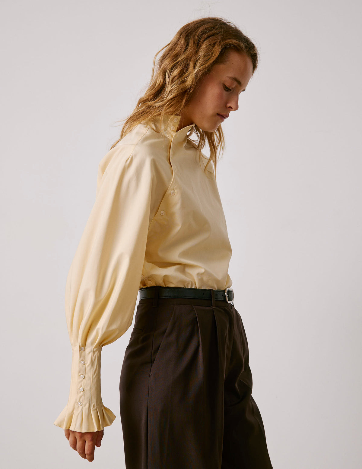 Blouse Paolina jaune - Popeline - Col Droit montant#3