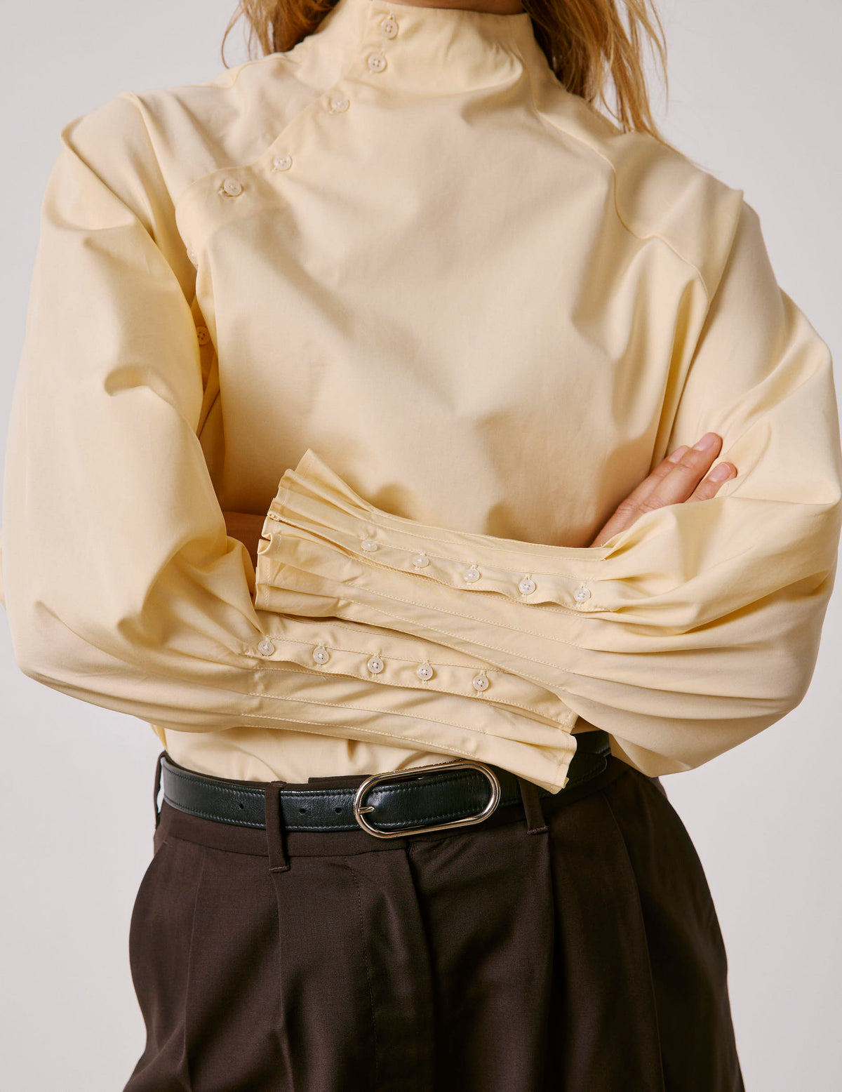 Blouse Paolina jaune - Popeline - Col Droit montant