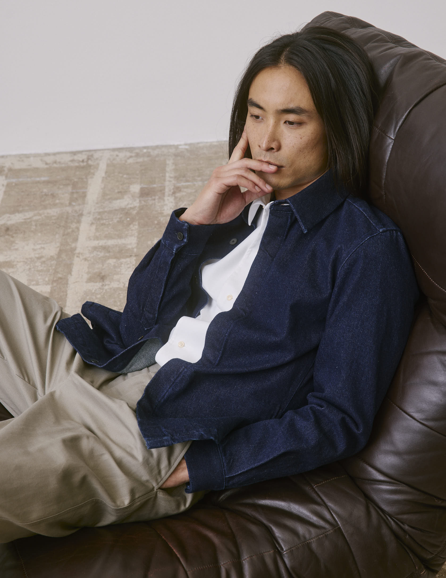 Navy denim Parker shirt - Denim - French Collar
