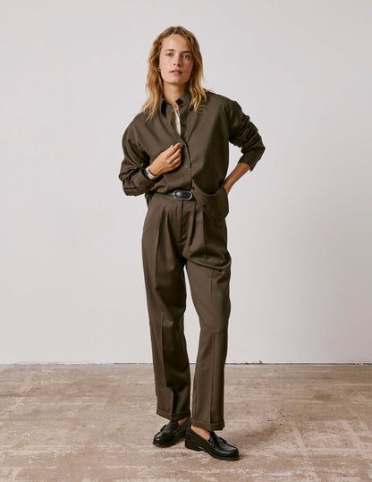 Surchemise Pasha en laine vierge kaki