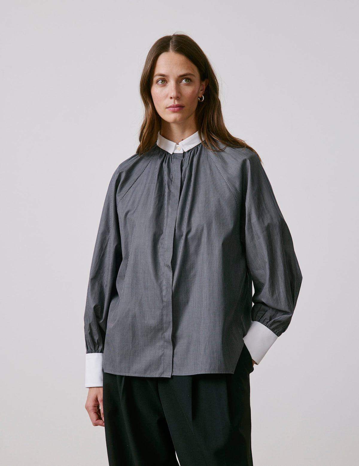 Chemise Pauline rayée noire