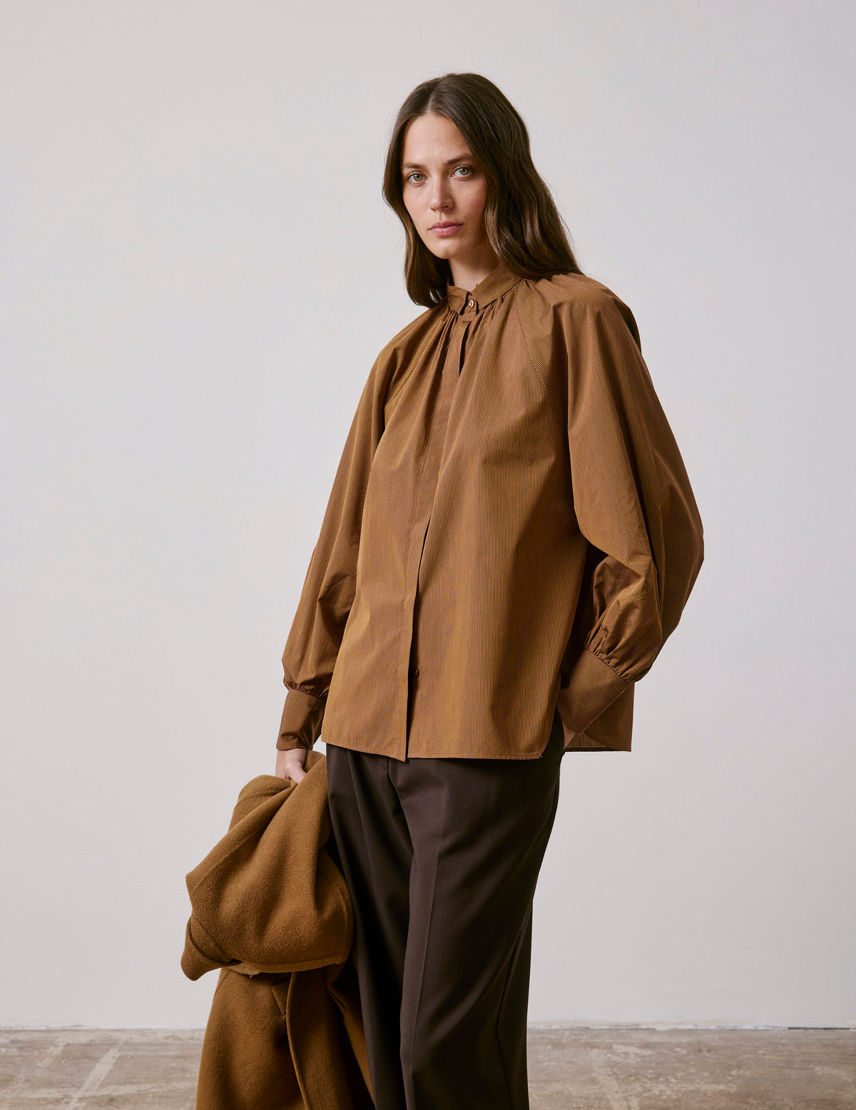 Chemise Pauline camel rayée