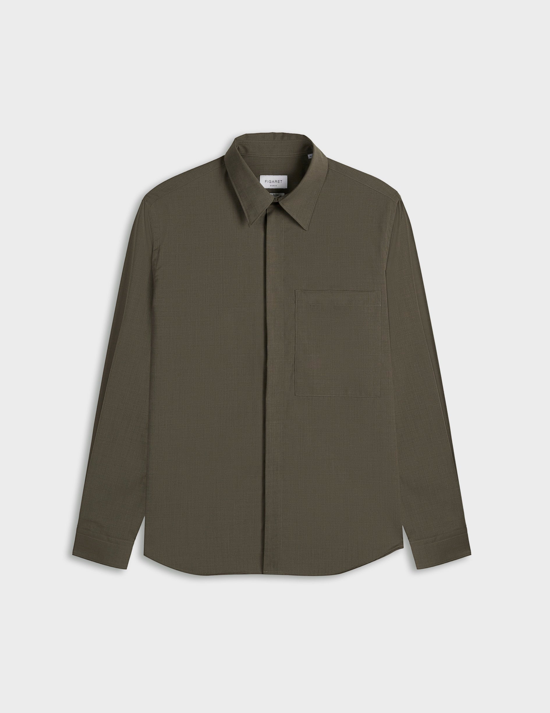 Brown virgin wool Paul shirt - Wool - Prodigious Collar