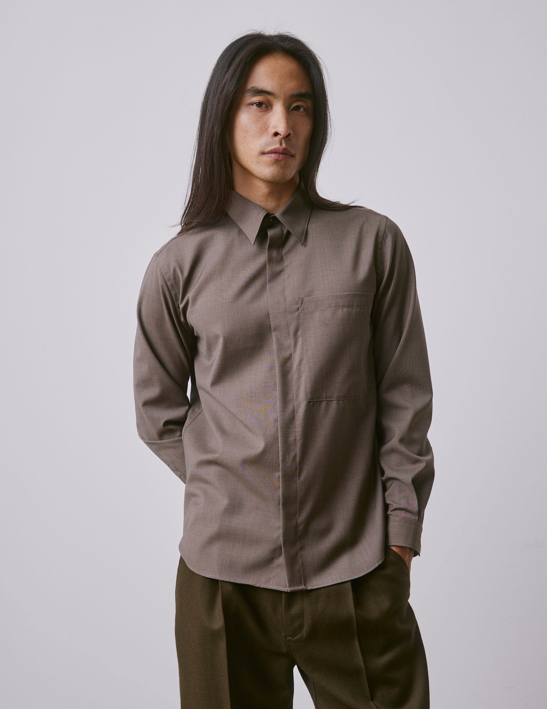 Brown virgin wool Paul shirt