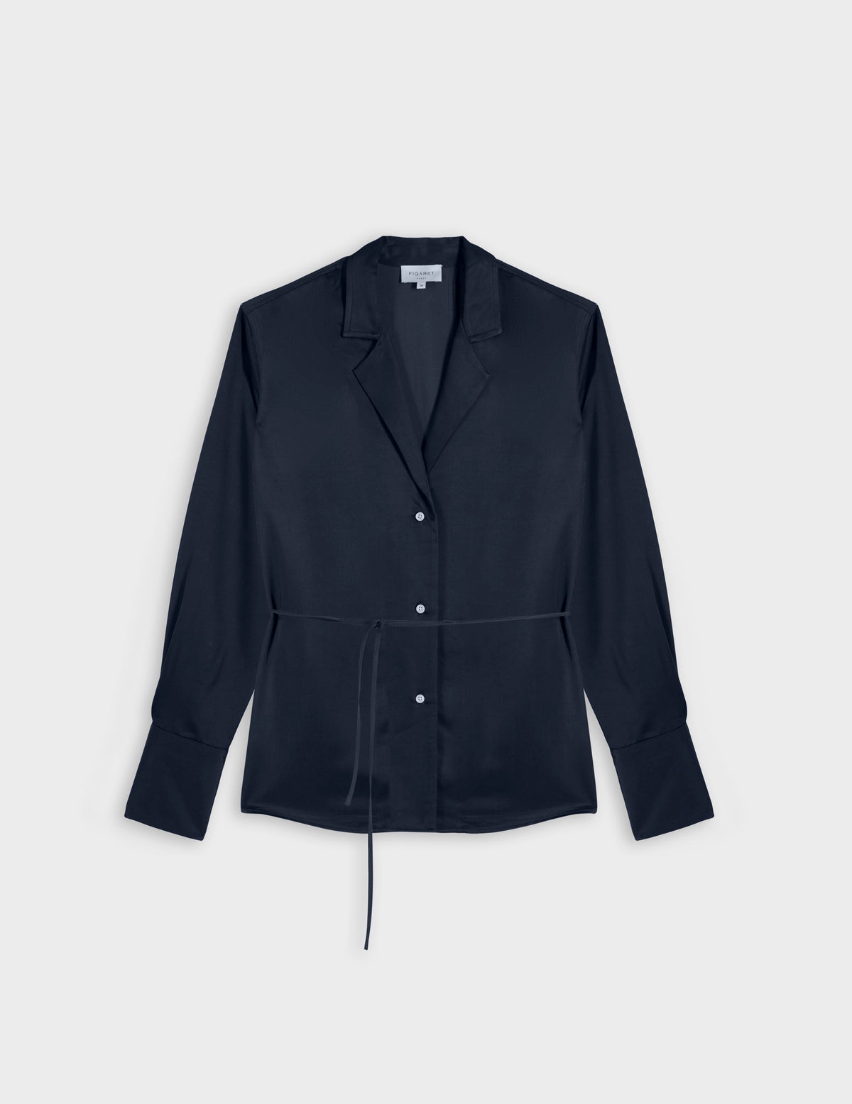 Chemise Paz bleue marine avec ceinture amovible - Viscose - Col Tailleur#6