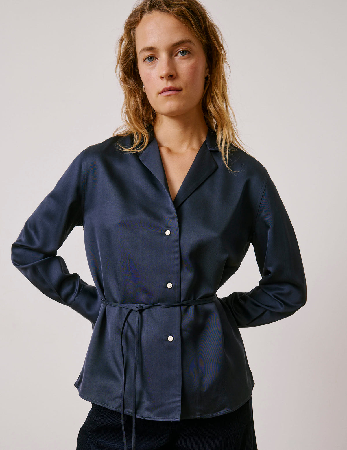 Chemise Paz bleue marine - Viscose - Col Tailleur