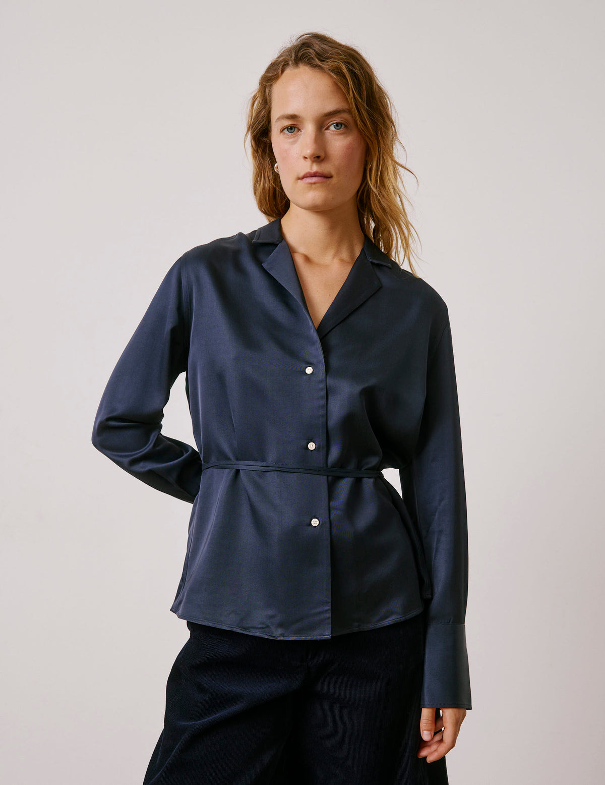 Chemise Paz bleue marine - Viscose - Col Tailleur