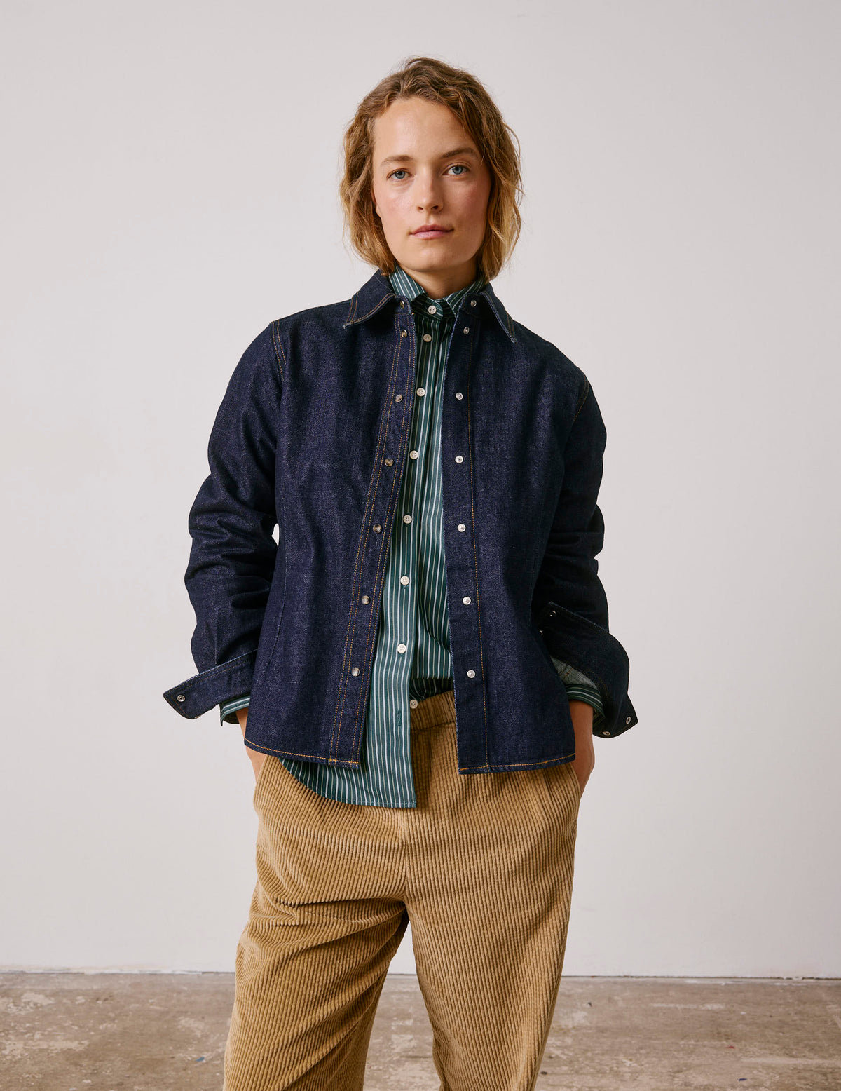Chemise Penny en denim bleu marine - Denim - Col Chemise