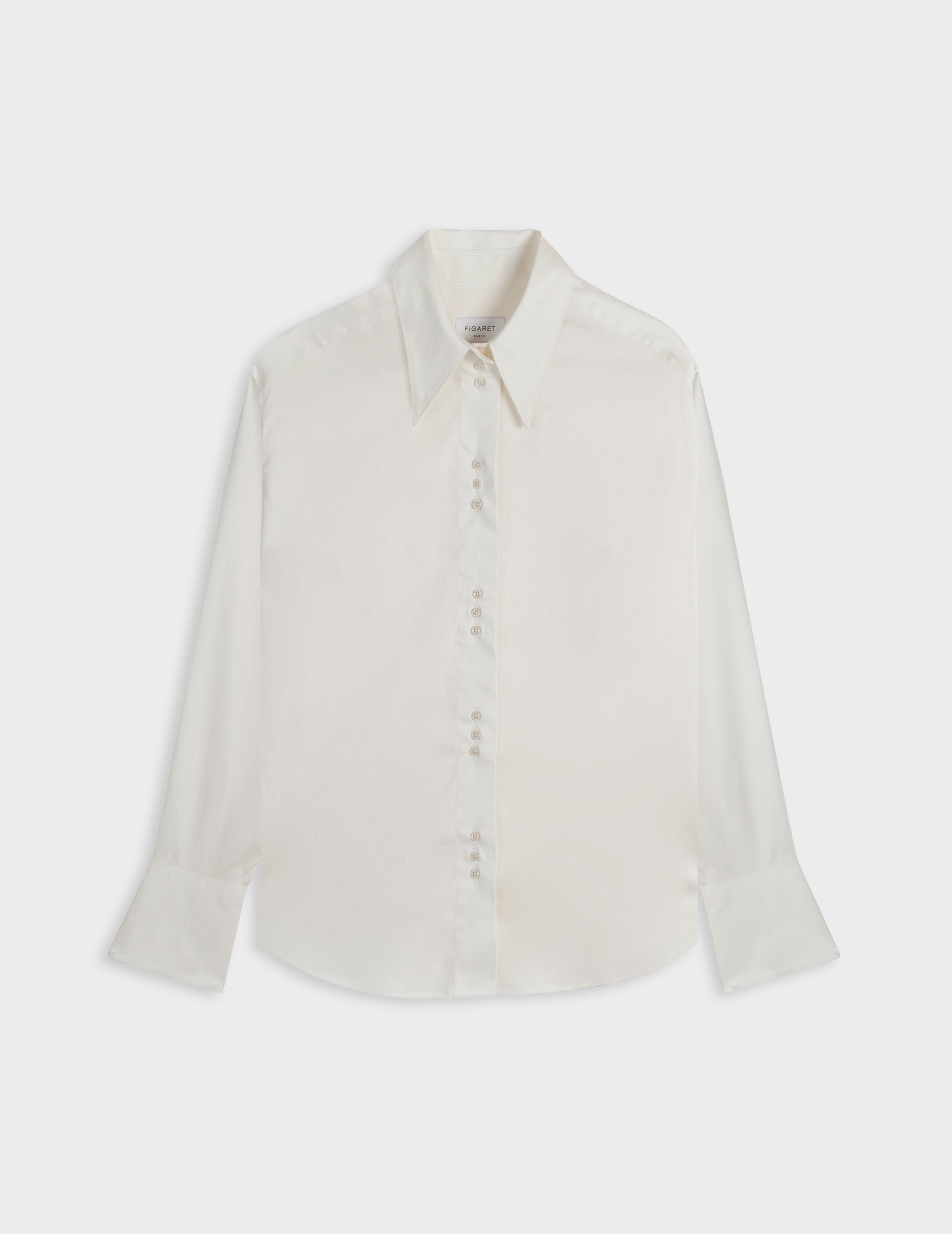 Chemise Perle écrue - Satin - Col Long