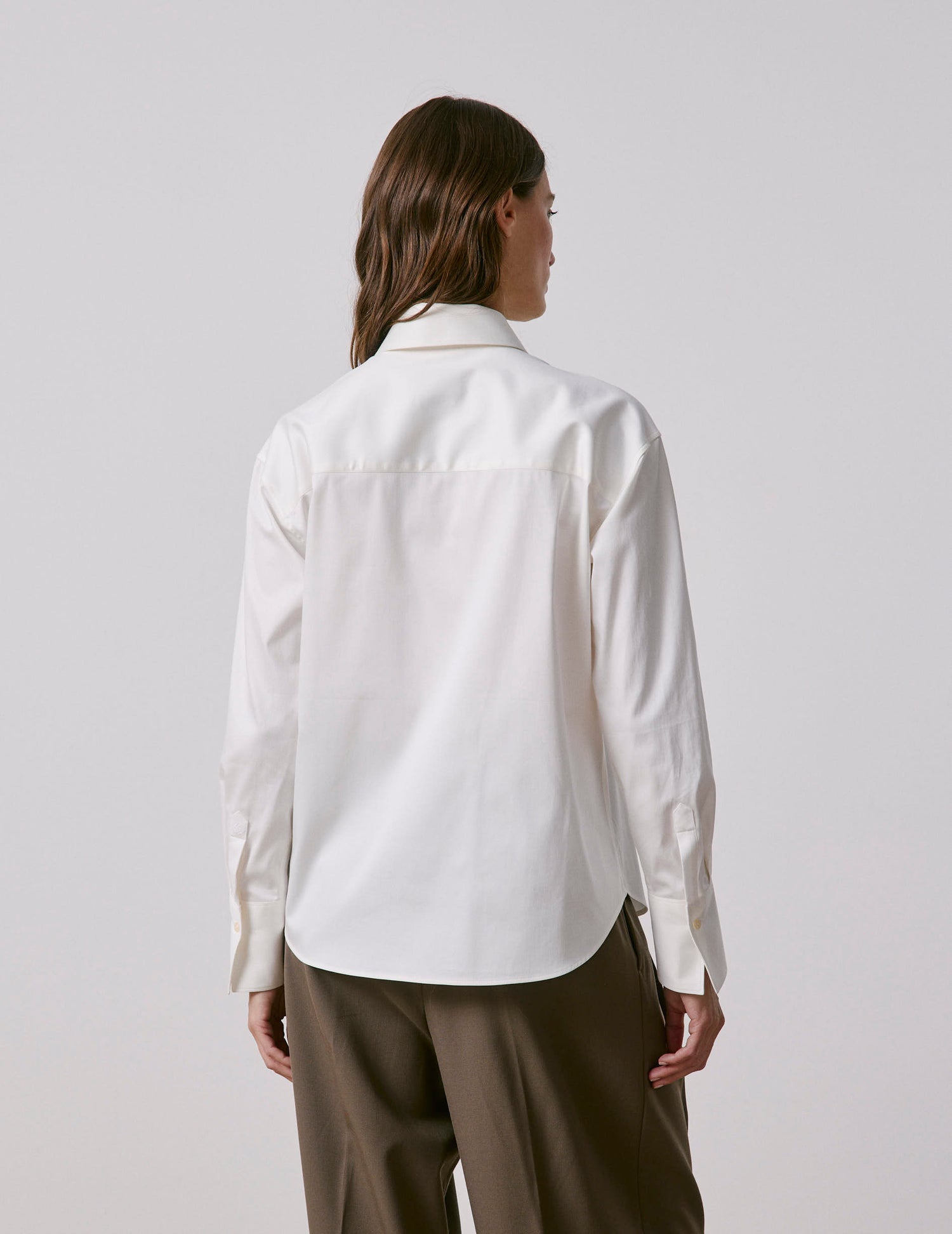 Chemise Perle écrue - Satin - Col Long#3