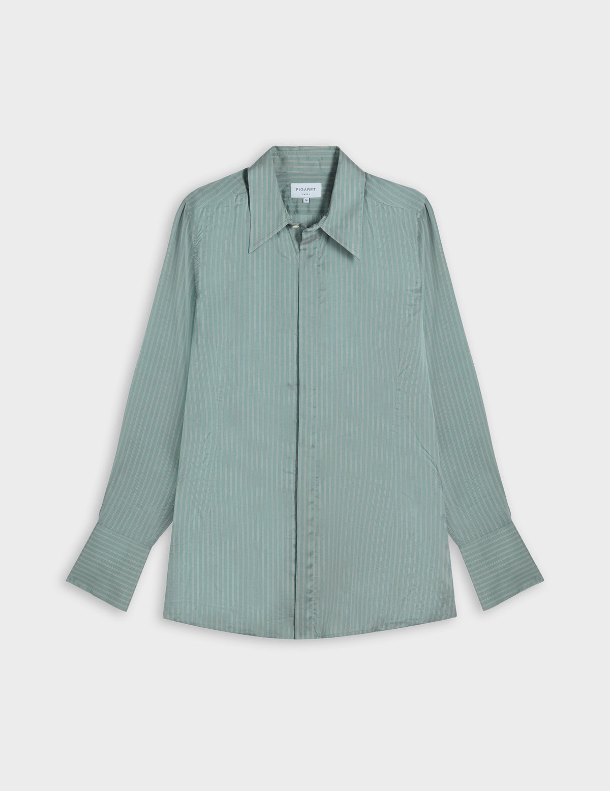 Chemise Pétale rayée bleu clair - Crêpe - Col Long#5