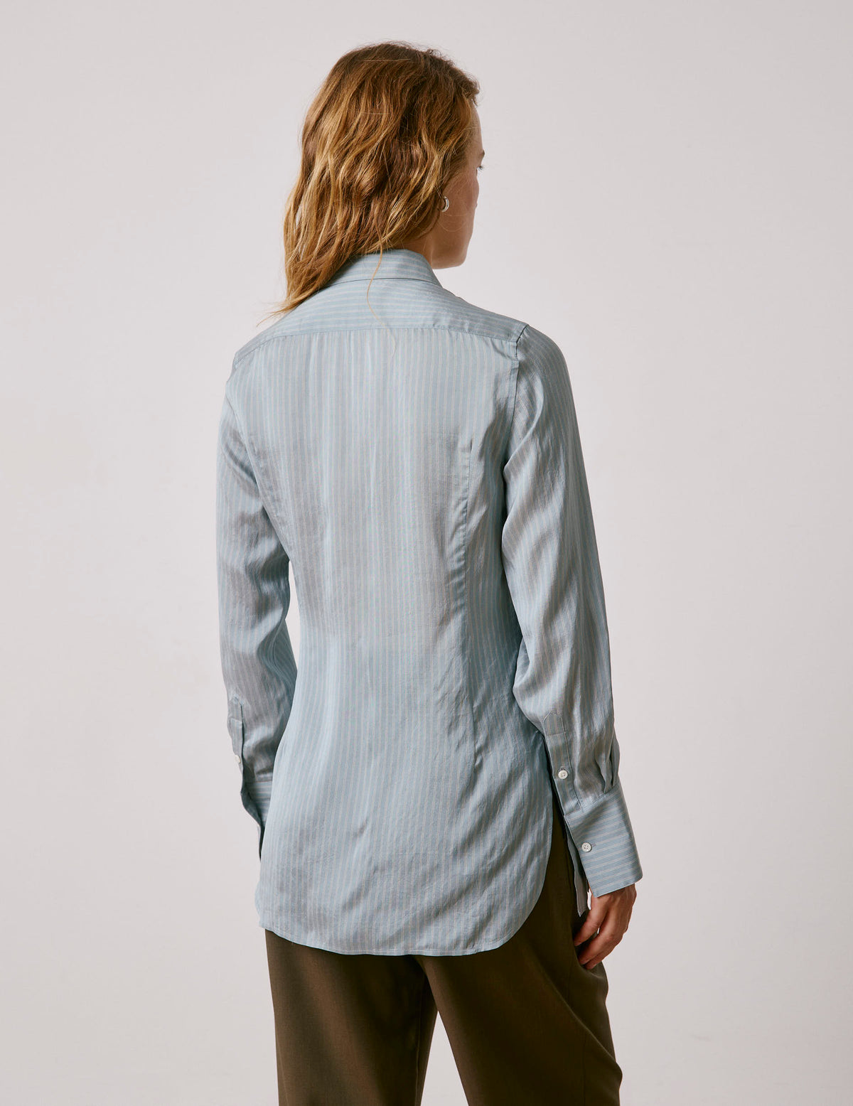Chemise Pétale rayée bleu clair - Crêpe - Col Long#2