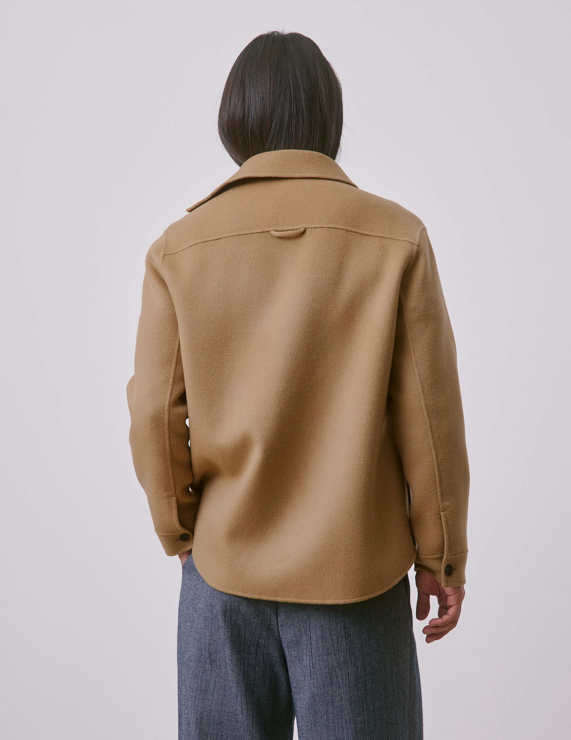 Beige double-faced wool Peter overshirt