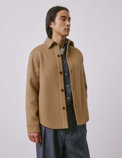 Beige double-faced wool Peter overshirt