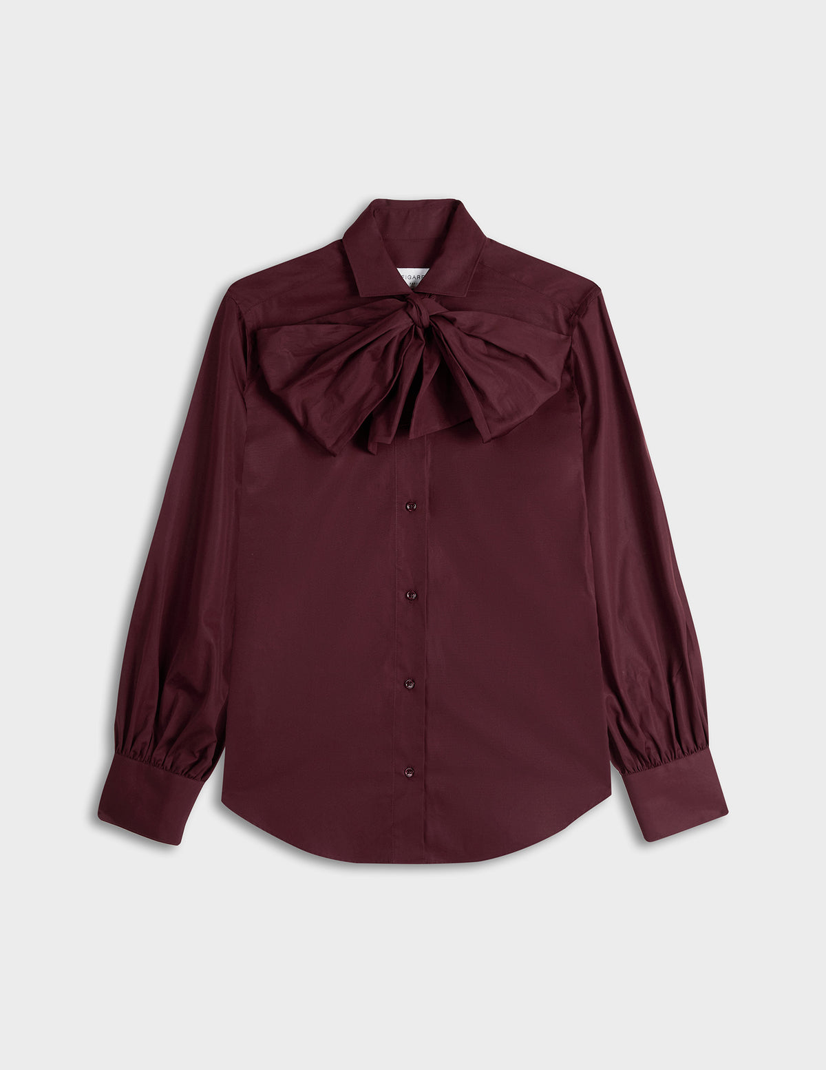 Chemise Pétula col lavalière amovible bordeaux - Popeline - Col Lavallière#5