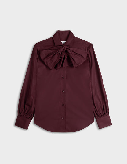 Chemise Pétula col lavalière amovible bordeaux