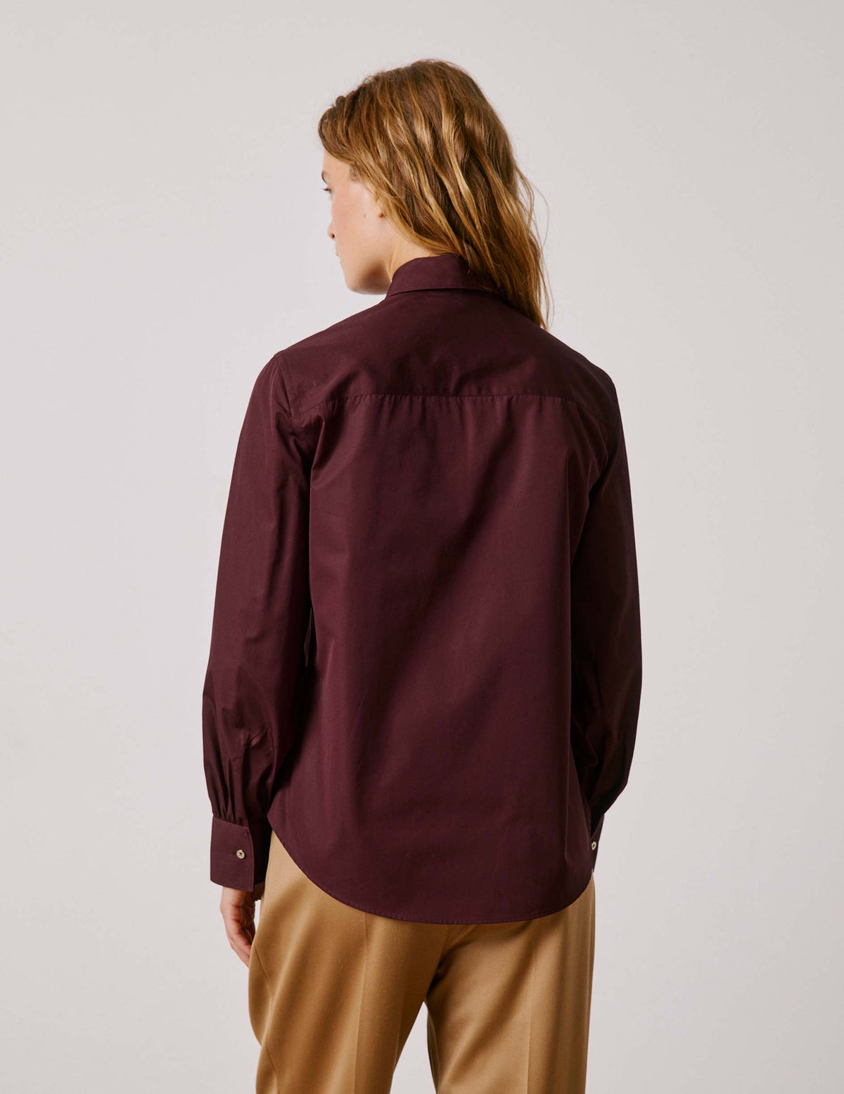 Chemise Pétula col lavalière amovible bordeaux - Popeline - Col Lavallière