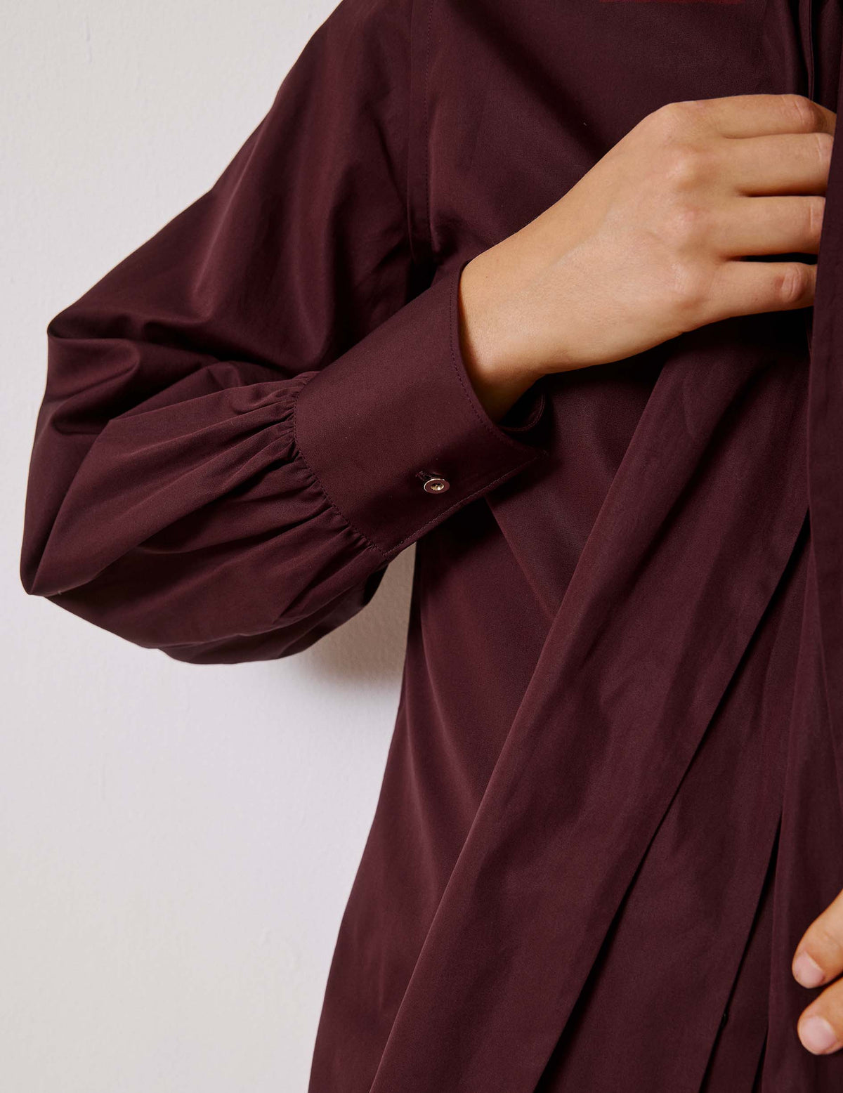 Chemise Pétula col lavalière amovible bordeaux - Popeline - Col Lavallière#4