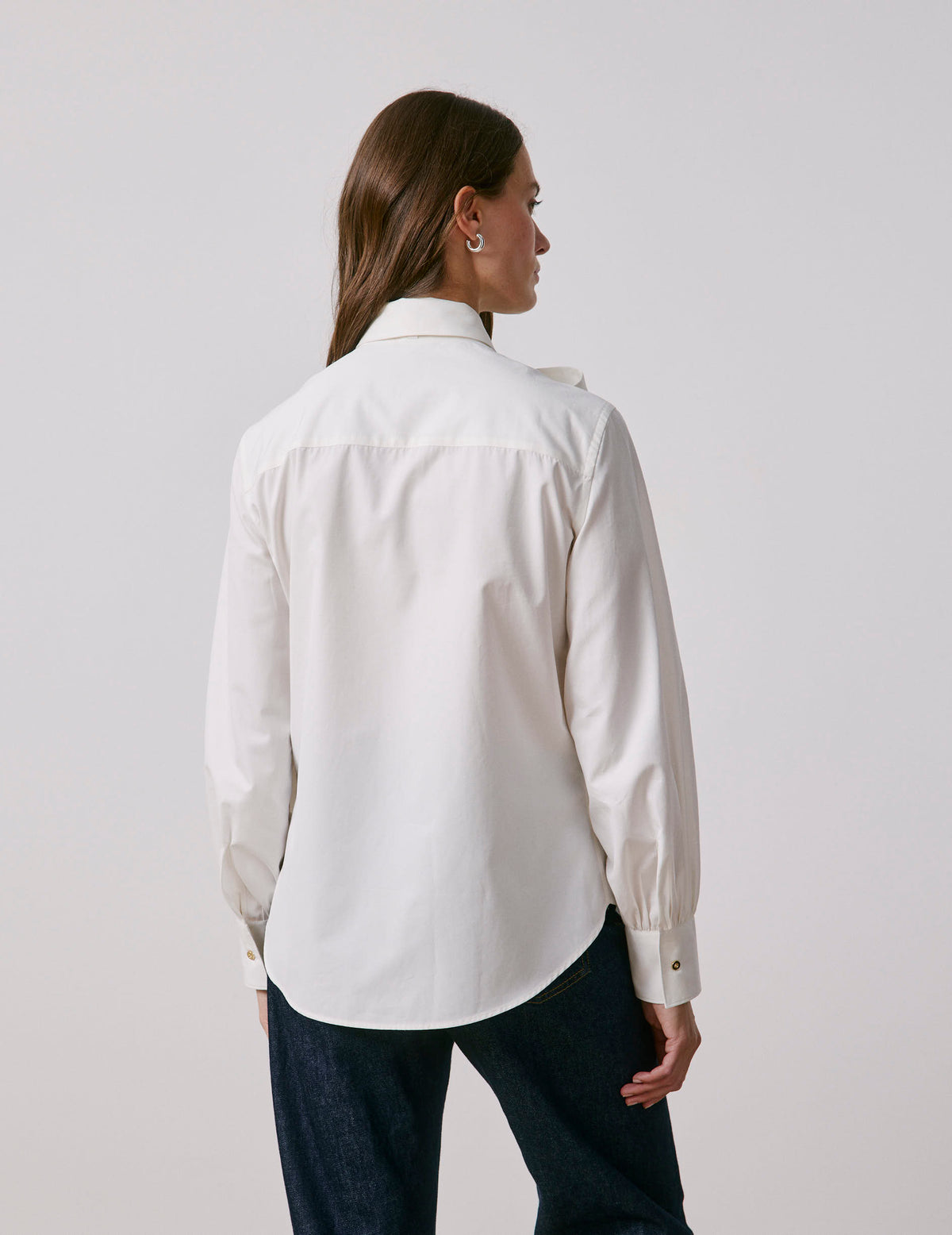Ecru removable pussybow collar Pétula shirt - Poplin - Cravat Collar#2