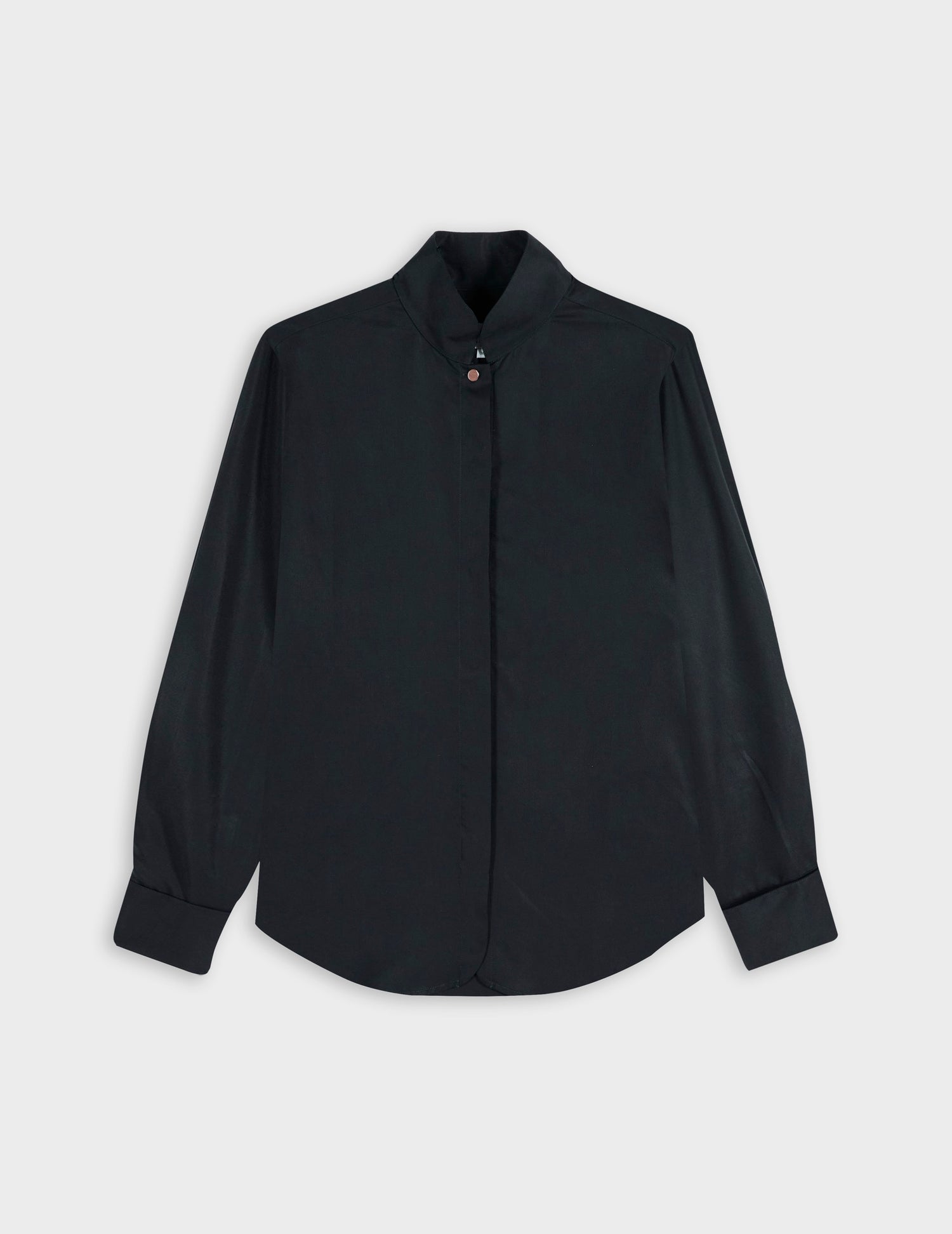 Chemise Peyton en lyocell bleu marine - Twill - Col Arrondi montant - Poignets Mousquetaires#5