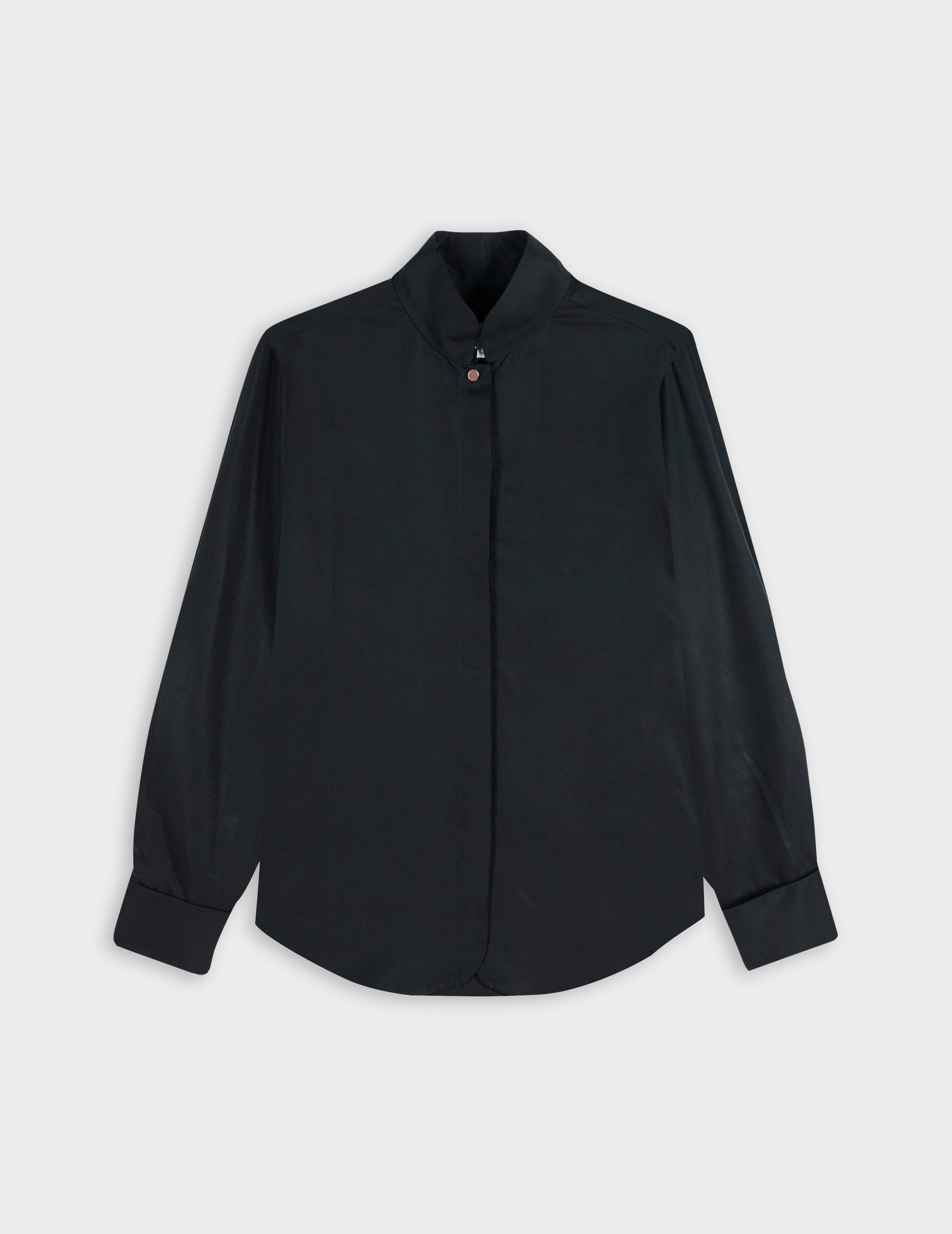 Navy blue lyocell Peyton shirt - Twill - Round up amount Collar - Musketeers Cuffs