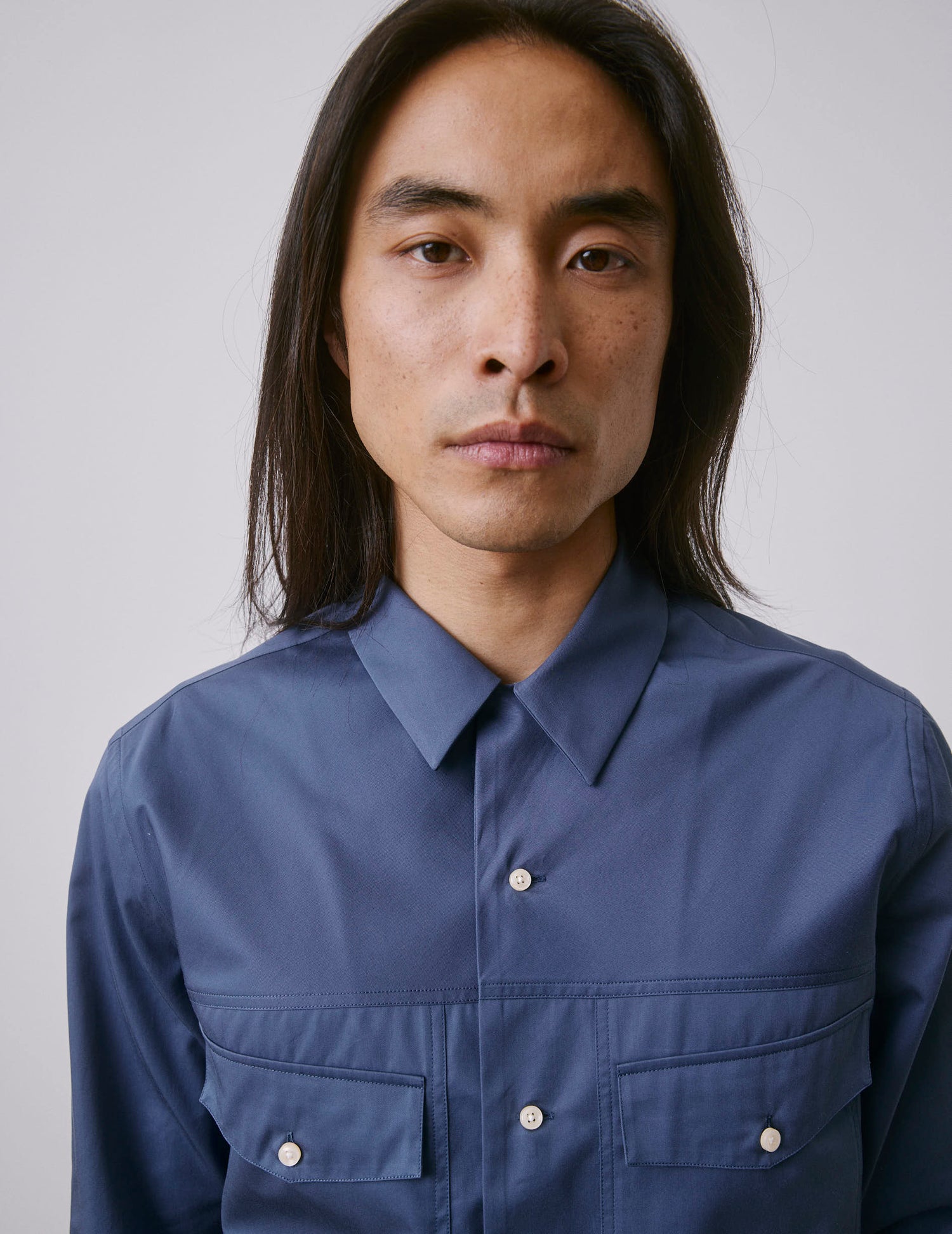 Blue Pharell shirt - Twill - Shark Collar#3
