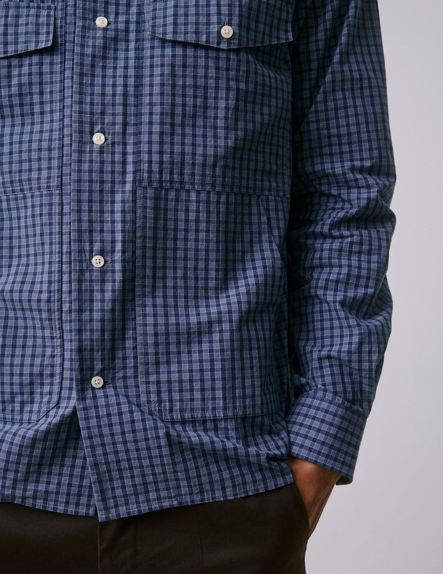 Chemise Pharell à carreaux bleus - Popeline - Col Requin#4