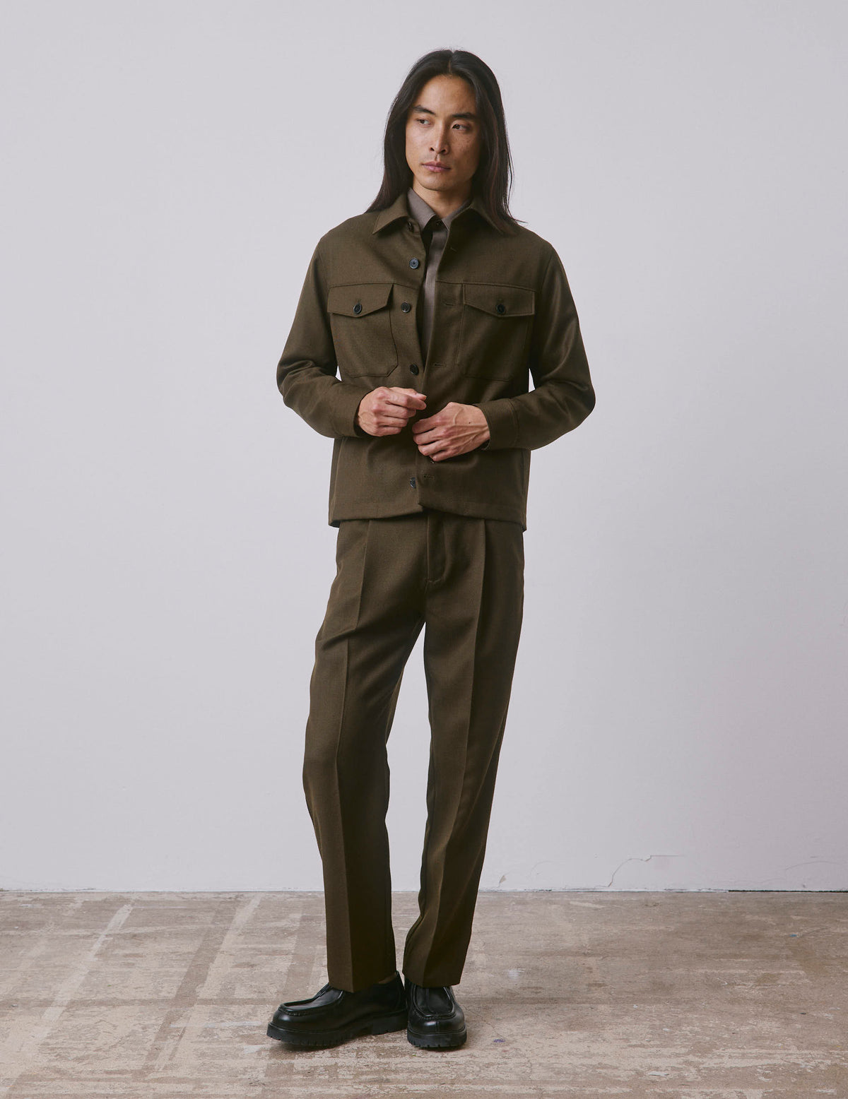 Veste Phileas en laine vierge kaki
