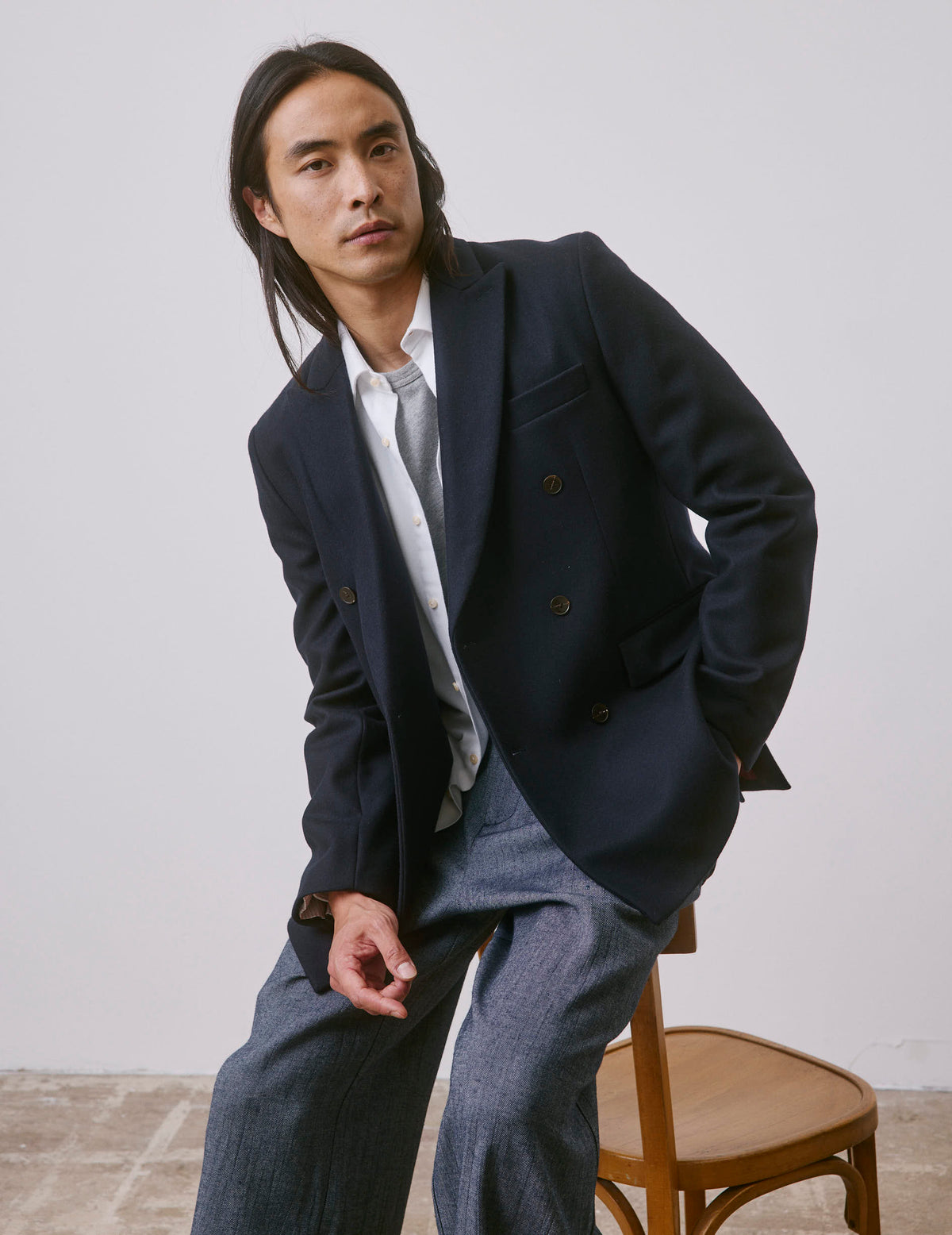 Veste de blazer Philippe en laine marine