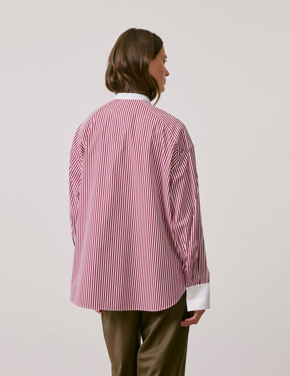 Chemise oversize Pia rayée bordeaux