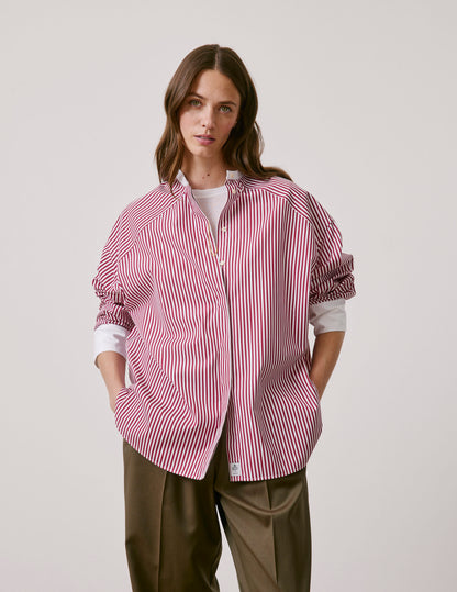 Chemise oversize Pia rayée bordeaux