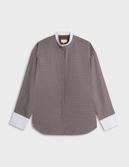 Chemise oversize Pia à carreaux marrons