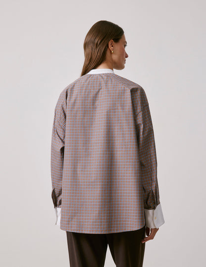 Chemise oversize Pia à carreaux marrons