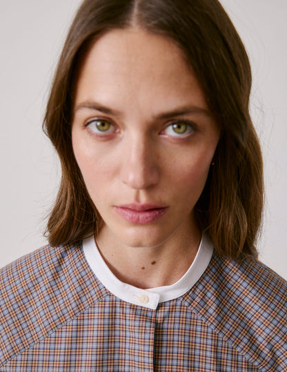 Chemise oversize Pia à carreaux marrons
