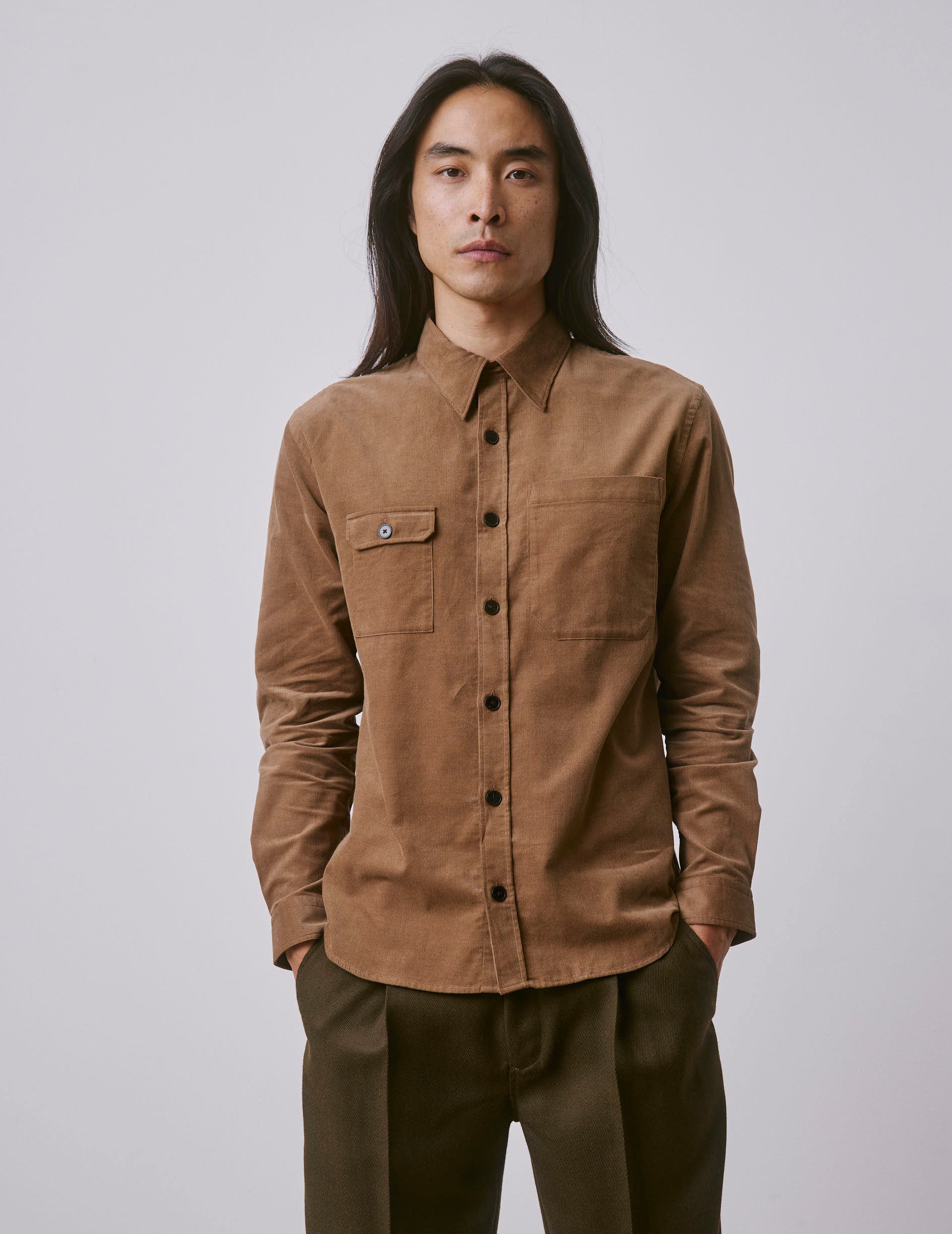 Pierrot shirt in beige velvet - Velvet - Prodigious Collar