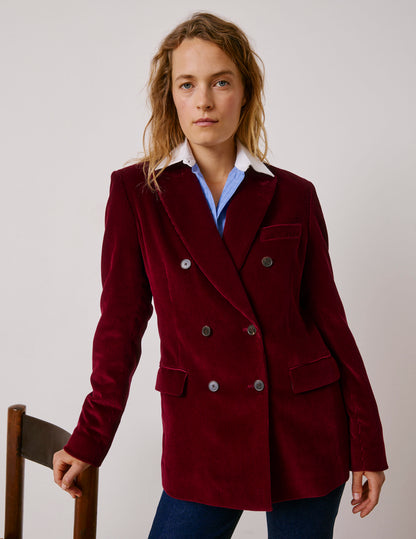Veste blazer Poème en velours bordeaux
